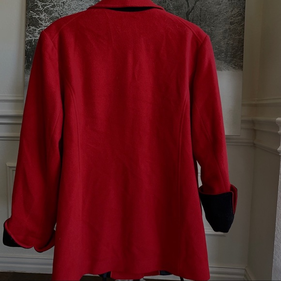 PRESTON & YORK RED WOOL PEA COAT - Picture 5 of 15